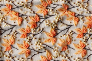Amber Çiçeği Desenli Dijital Baskılı Kumaş