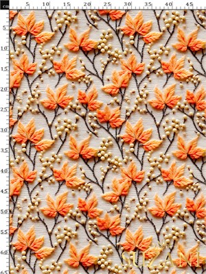 Amber Çiçeği Desenli Dijital Baskılı Kumaş