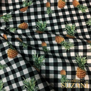 Ananas Pötikare Desenli Dijital Baskılı Kumaş