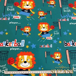 Aslan ve Basketbol Temalı Çocuk Kumaşı