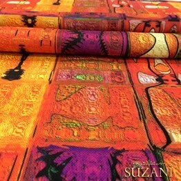 Ateş Patchwork Desenli Kumaş