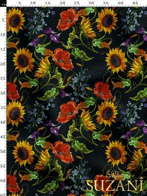 Ayçiçeği Desenli Dijital Baskılı Kumaş