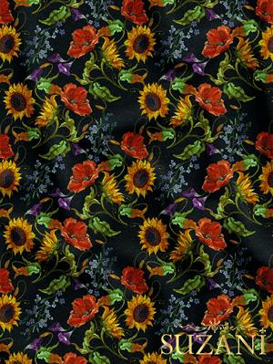 Ayçiçeği Desenli Dijital Baskılı Kumaş