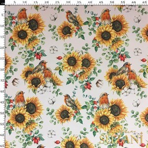 Ayçiçeği Desenli Dijital Baskılı Kumaş