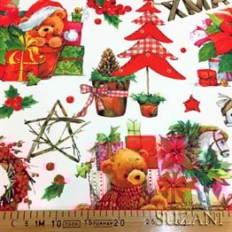 Ayıcıklı Yılbaşı Desenli Kumaş