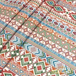 Aztek Desenli Dijital Baskılı Kumaş