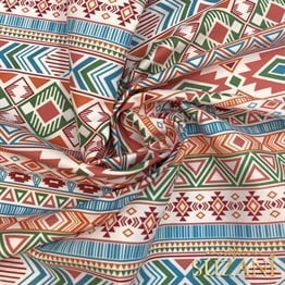 Aztek Desenli Dijital Baskılı Kumaş