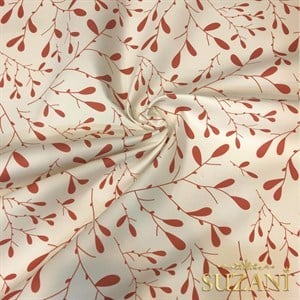 Bakır Minik Yaprak Desenli Dijital Baskılı Kumaş