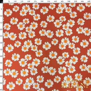 Bakır Papatya Desenli Dijital Baskılı Kumaş