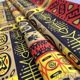 Balıklı Etnik Desen Otantik Kumaş