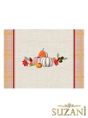 Balkabağı Desenli 3lü Amerikan Servisi Kumaşı