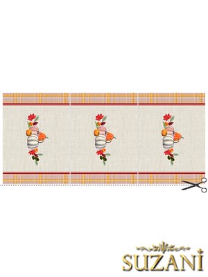 Balkabağı Desenli 3lü Amerikan Servisi Kumaşı