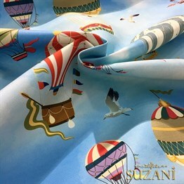 Balonla Seyahat Desenli Kumaş