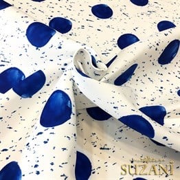Batik Boya Mavi Puanlı Kumaş