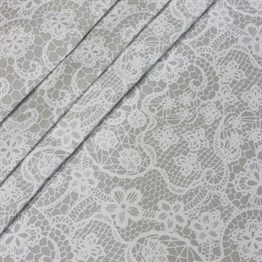 Bej Dantel Desenli Dijital Baskılı Kumaş