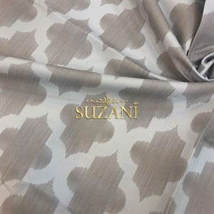 Gri İkat Moroccan Desenli Kumaş