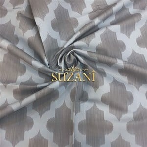 Gri İkat Moroccan Desenli Kumaş