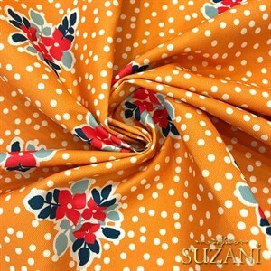 Benekli Çiçekler Dijital Baskılı Kumaş