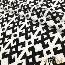 Bereket Motifli Siyah Beyaz Kumaş