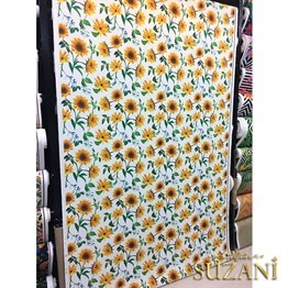 Beyaz Zemin Ayçiçeği Desenli Kumaş