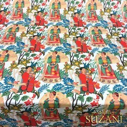 Beyaz Zemin Frida Kahlo Desenli Kumaş