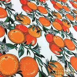 Beyaz Zemin Greyfurt Desenli Kumaş