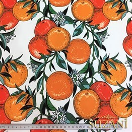 Beyaz Zemin Greyfurt Desenli Kumaş