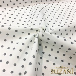 Beyaz Zemin Gri Küçük Puanlı Kumaş