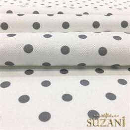 Beyaz Zemin Gri Küçük Puanlı Kumaş