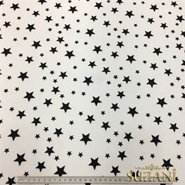 Beyaz Zemin Küçük Büyük Yıldızlı Kumaş