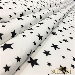 Beyaz Zemin Küçük Büyük Yıldızlı Kumaş