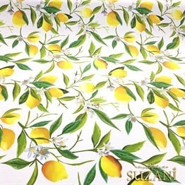 Beyaz Zemin Limon Desenli Kumaş