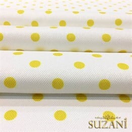 Beyaz Zemin Sarı Küçük Puanlı Kumaş