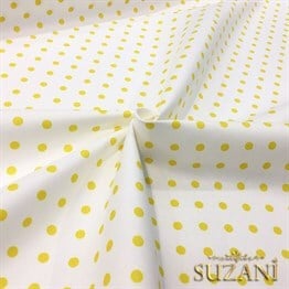 Beyaz Zemin Sarı Küçük Puanlı Kumaş