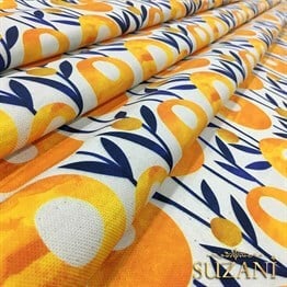 Bitli Keten Sarı Çiçekli Kumaş