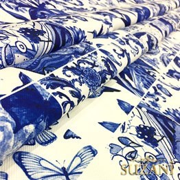 Bleu Blanc Fayans Desenli Kumaş