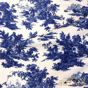 Blue Blanc Desenli Dijital Baskılı Kumaş