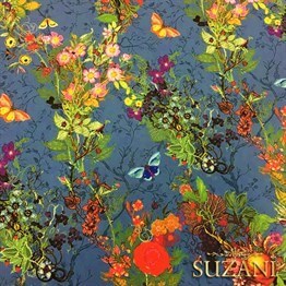 Böğürtlenli Kelebekli Kumaş