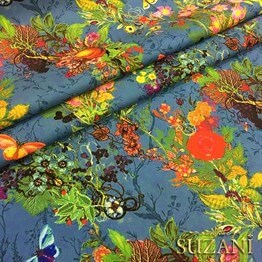 Böğürtlenli Kelebekli Kumaş