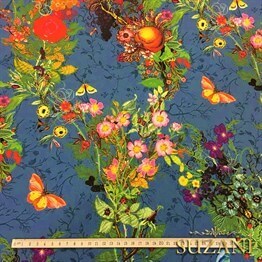 Böğürtlenli Kelebekli Kumaş