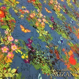 Böğürtlenli Kelebekli Kumaş