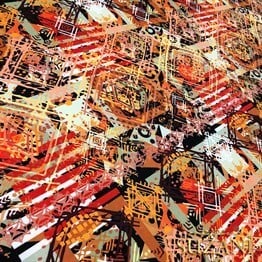 Bohem Kahve Eskitme Desenli Kumaş