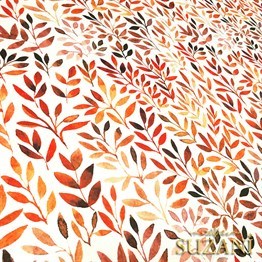 Bordo Turuncu Yapraklar Desenli Kumaş