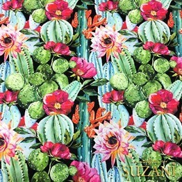 Büyük Kaktüs Desenli Kumaş