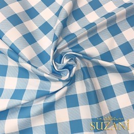 Buz Büyük Pötikare Desenli Dijital Baskılı Kumaş