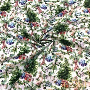 Çam Ağacı Desenli Dijital Baskılı Kumaş