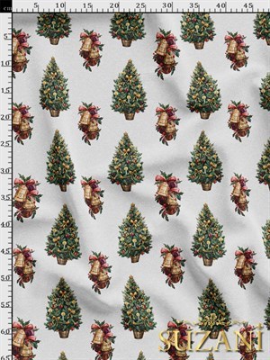 Çam Ağacı Desenli Dijital Baskılı Kumaş