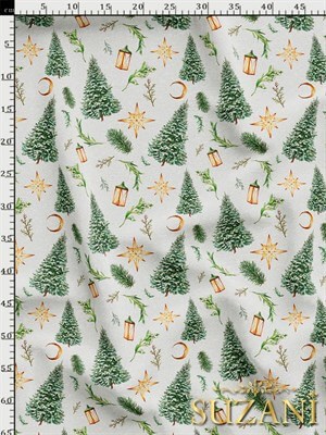 Çam Ağacı Desenli Dijital Baskılı Kumaş