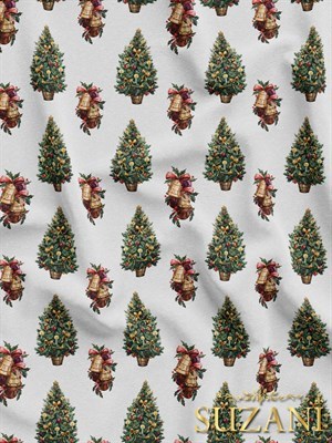 Çam Ağacı Desenli Dijital Baskılı Kumaş