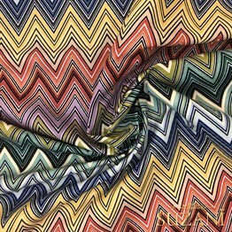 Canlı Renk Geçişli Zigzag Desenli Kumaş